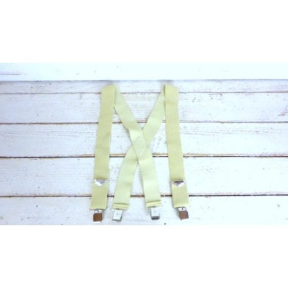 Wide tan / light brown stretch clip suspenders - Picture 1 of 5